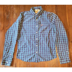 Hollister Men’s Size L Large Blue Plaid Button Down Shirt